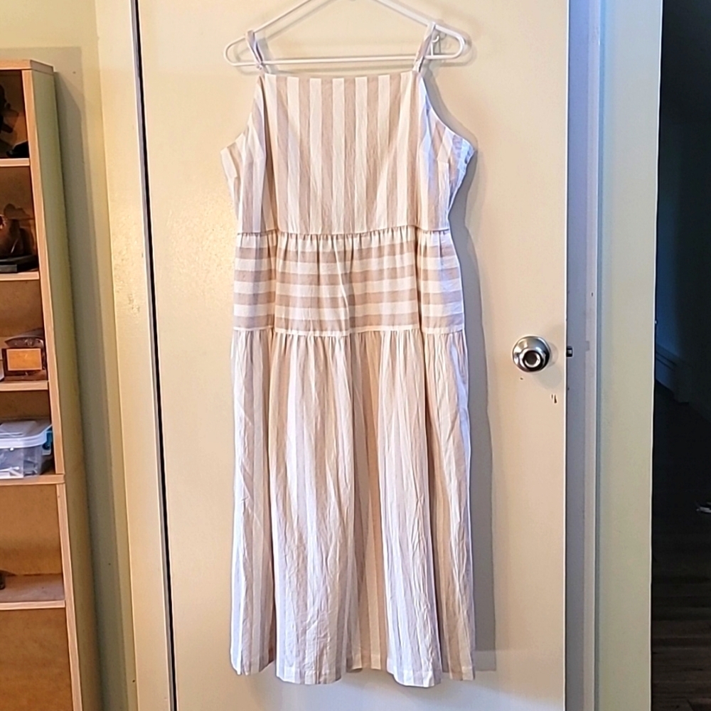 Universal Threads Cream Stripe Tank Dress 100% Cotton - XXL